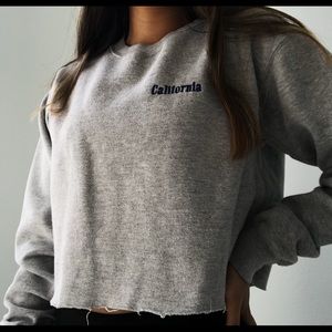 Brandy Melville Gray Cropped “California” Sweater